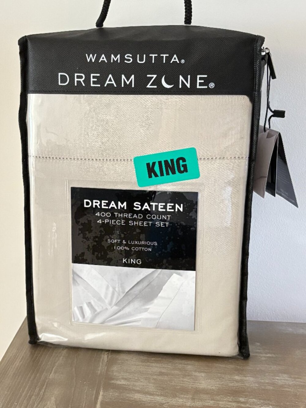Wamsutta Dream Zone Sateen Beige 400 TC 4 Piece Cotton King Sheet Set New